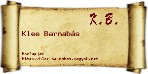 Klee Barnabás névjegykártya